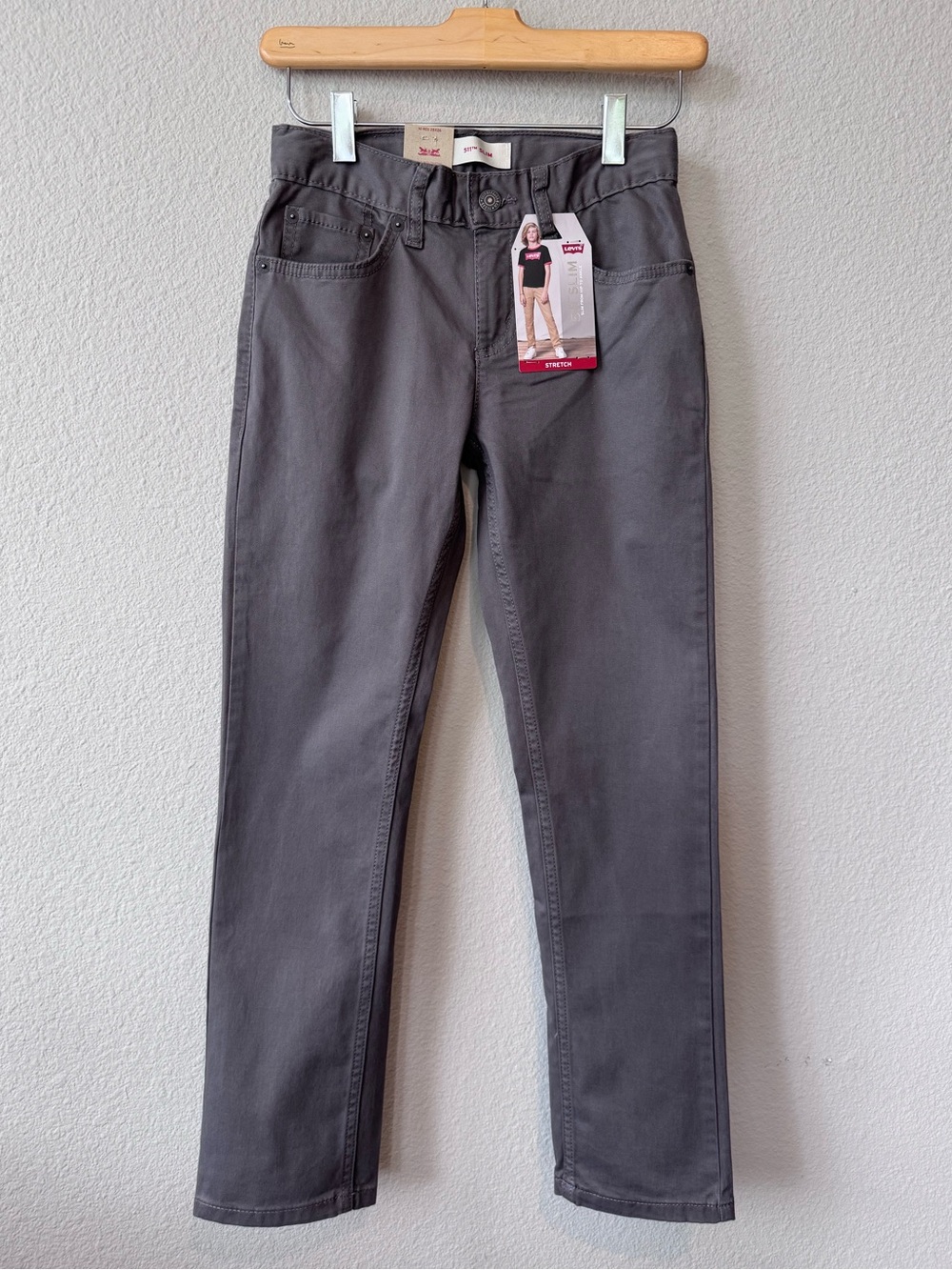 NWT! Levi's Boys' 511 Slim Fit Uniform Pants - Size 10, Dark Grey